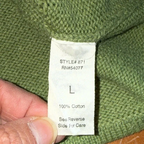 Green Sweater Collard L Applique Design Floral Snap Close 3/4 Sleeve Feminine - Picture 7 of 10